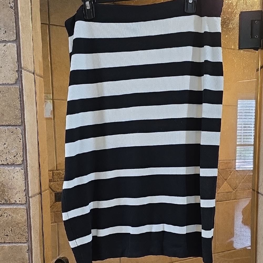 Black and White Striped Women's Skirt